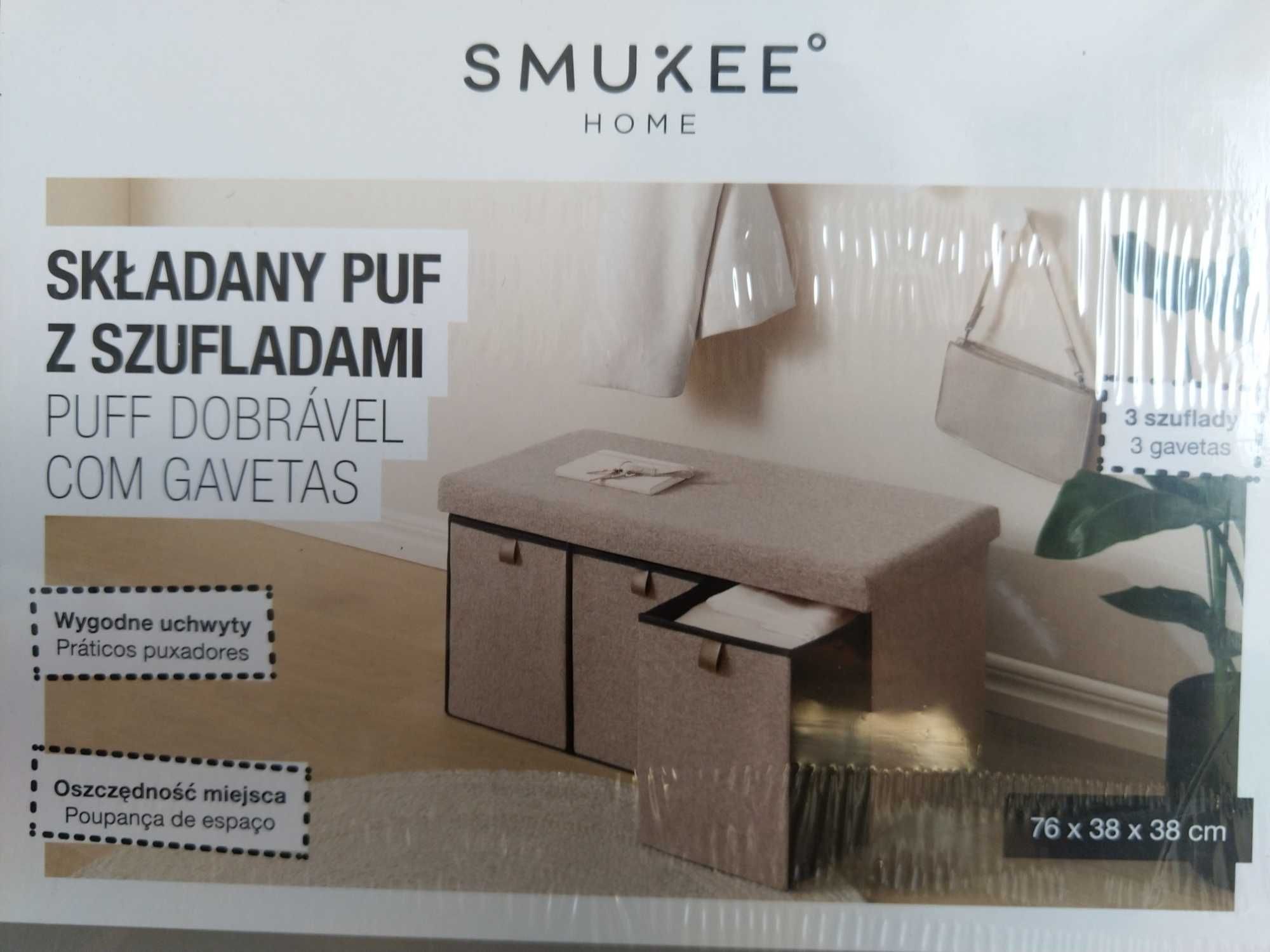 HIT Składany puf ze schowkami 3 szufladami schowek
