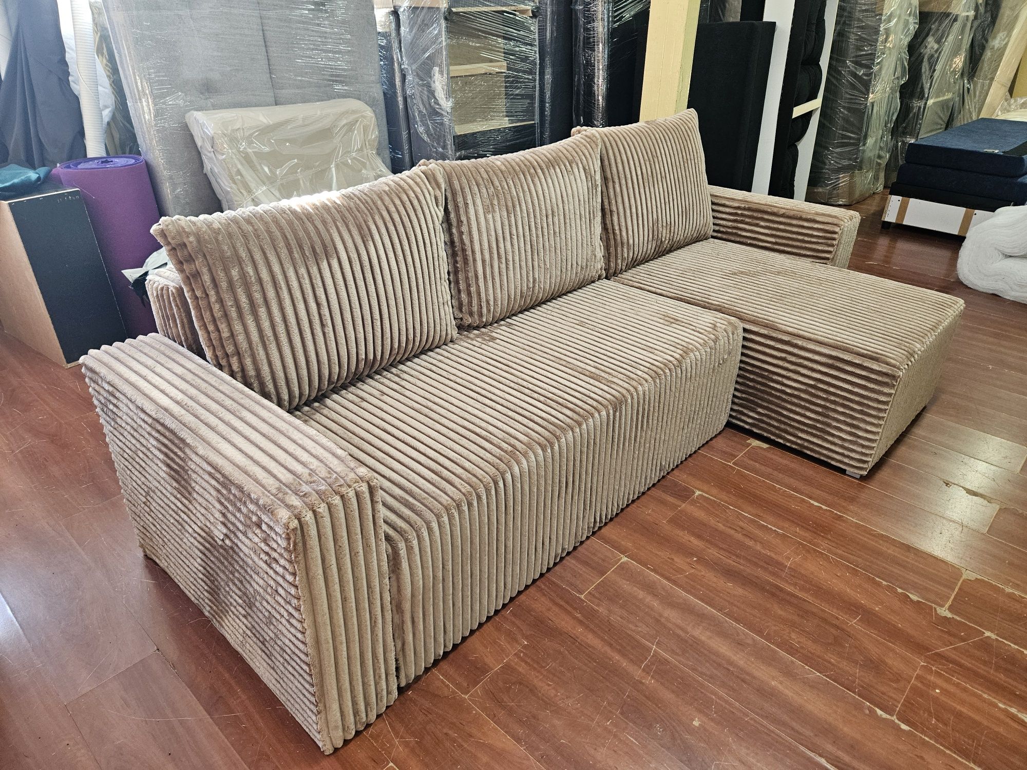 Narożnik Kanapa Sofa Gruby Sztruks Dostawa Cała Polska