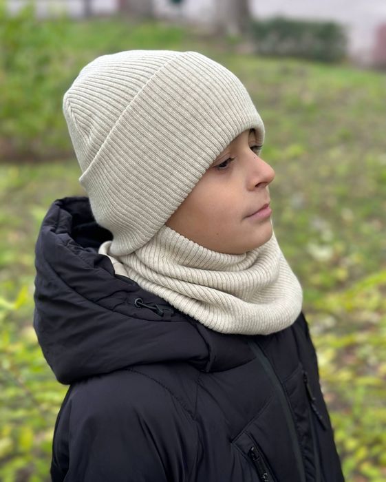 Комплект для хлопчика шапка та хомут зимовий