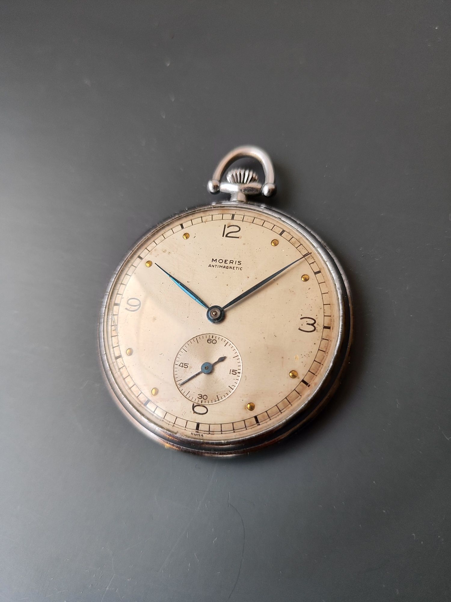 Vintage Moeris Art Deco Relógio de Bolso 45 mm Swiss Made a funcionar