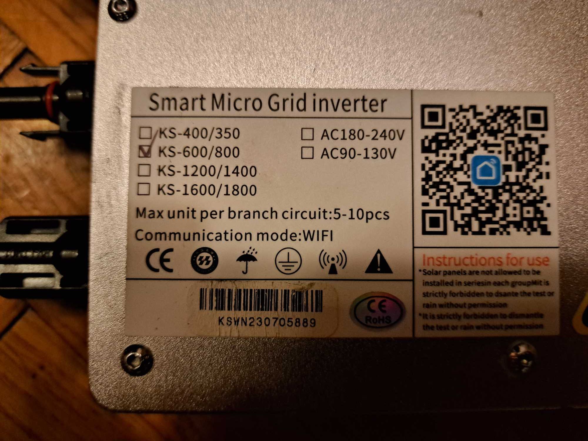 Mikroinwerter falownik 800W WiFi SOLAR GRID KS-800