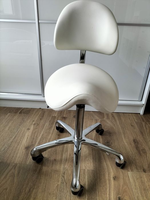 Taboret kosmetyczny, siodło Femme Primo biały