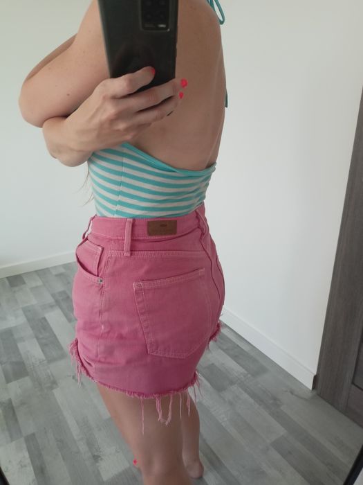 Bluza wiązana top z odkrytymi plecami w paski