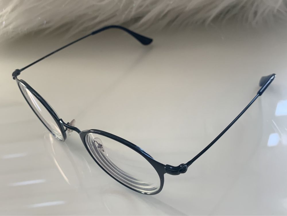 Ray Ban granatowe oprawki korekcyjne, okulary i etui