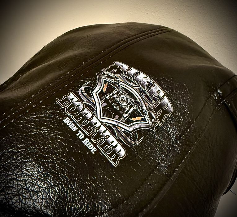 Czapka męska skórzana dla motocyklisty