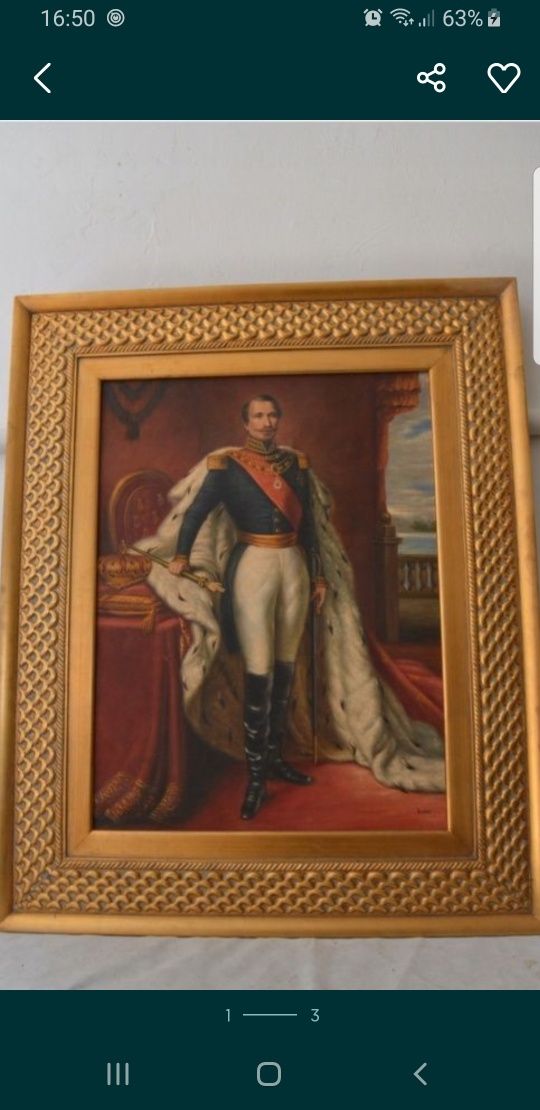XX w Stara Kopia Portretu Napoleona III Winterhaltera Olej na Płótnie