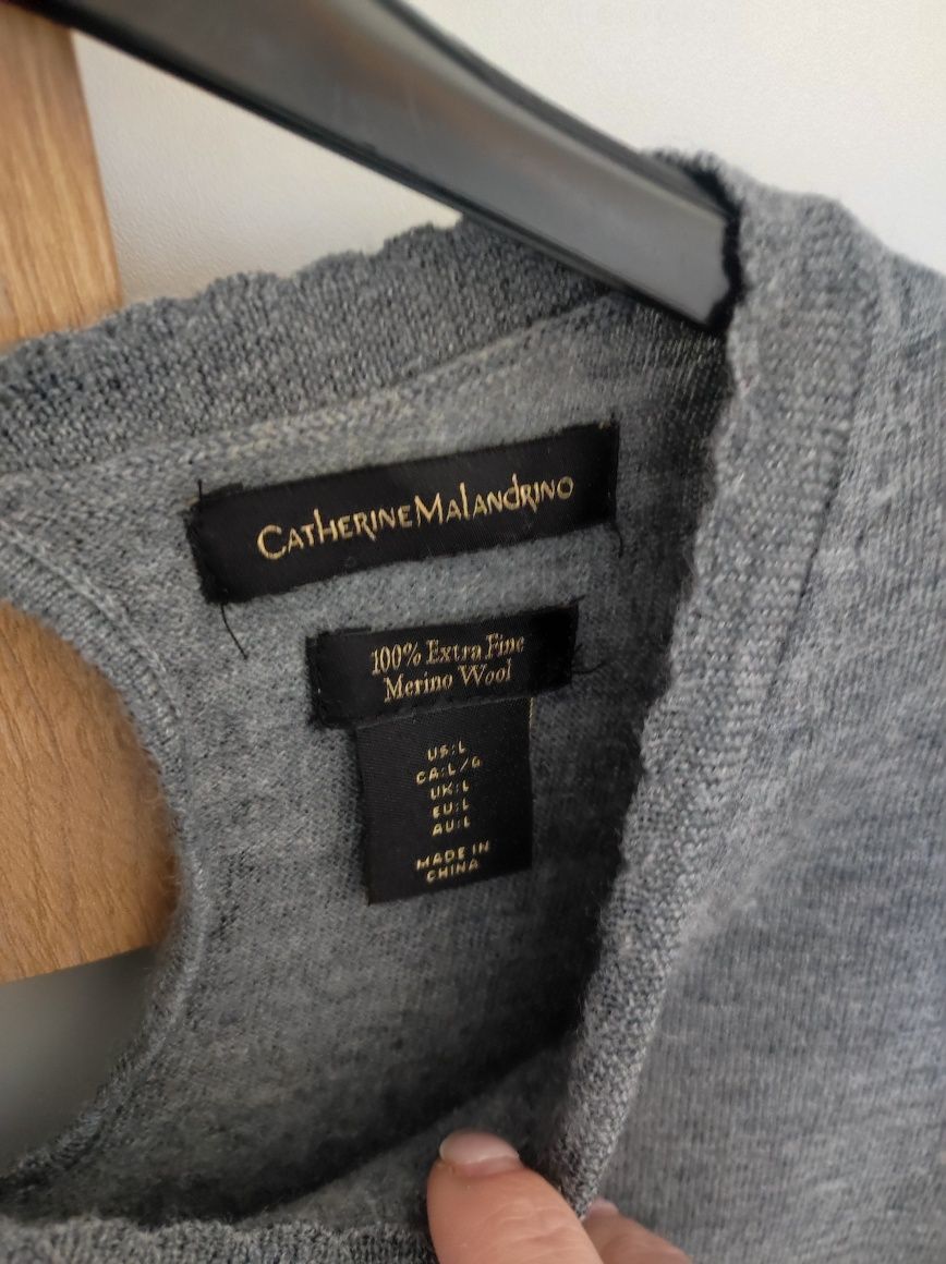 Catherine Malandrino szary sweter 100% wool rozmiar L