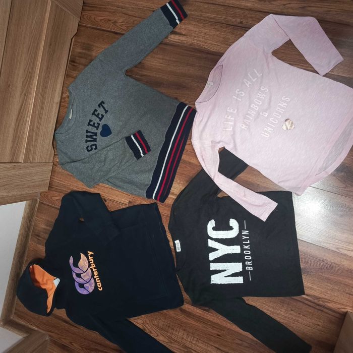 Zestaw 4x Swetry/bluzy dla dziewczynki r.140/146 i 146/152 j.NOWE