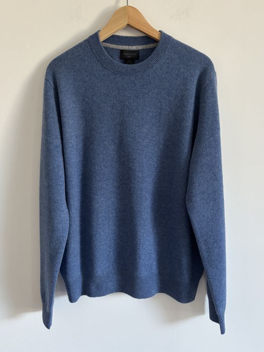 Sweter kaszmirowy męski kolor niebieski Magaschoni rozmiar M