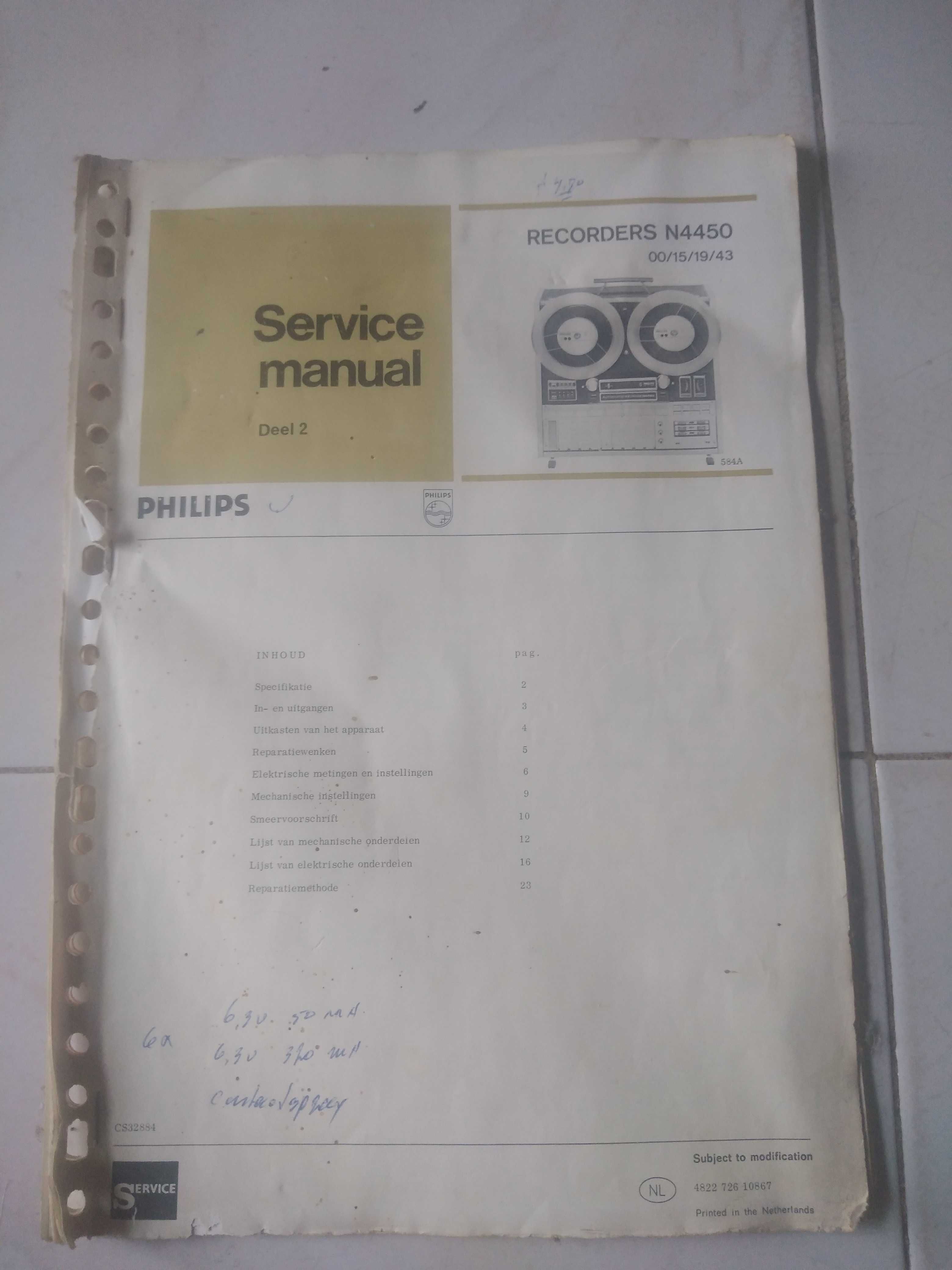 Leitor bobine Philips n4450 manual