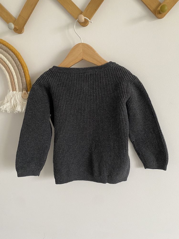 Sweter h&m kardigan 80 grafitowy waflowy
