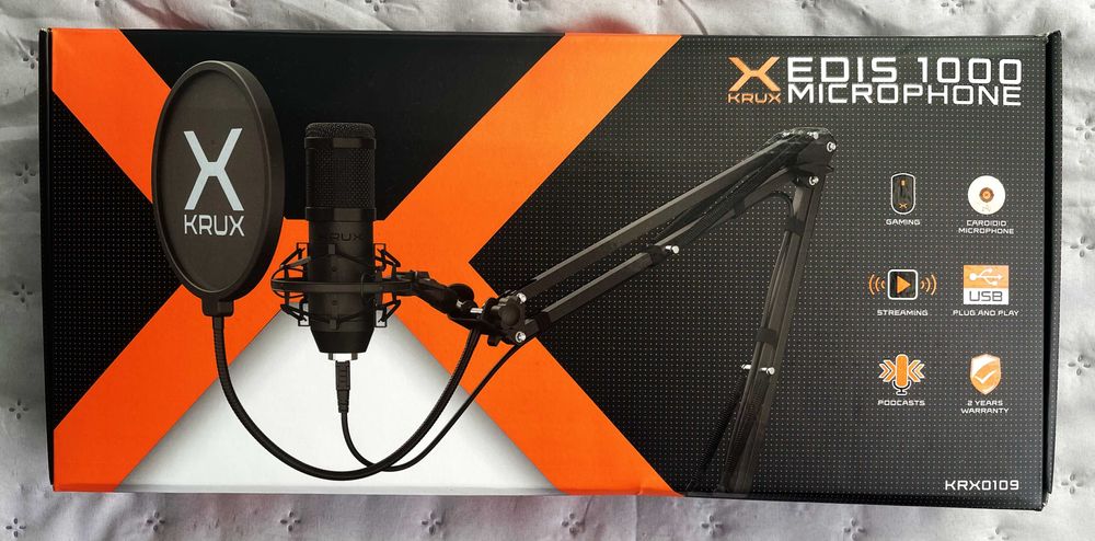 Mikrofon KRUX EDIS 1000 dla graczy i streamerów , USB 2.9m, 130 DB