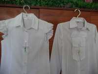 Белоснежные блузка и рубашка на девочку рост 140 и 146