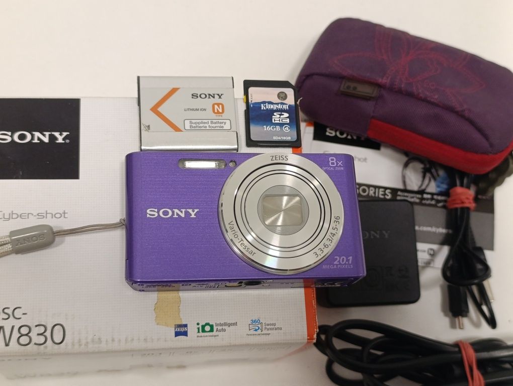 Aparat SONY Cyber-shot DSC-W830 ZEISS 20mp HD x8 vintage CCD jak NOWY
