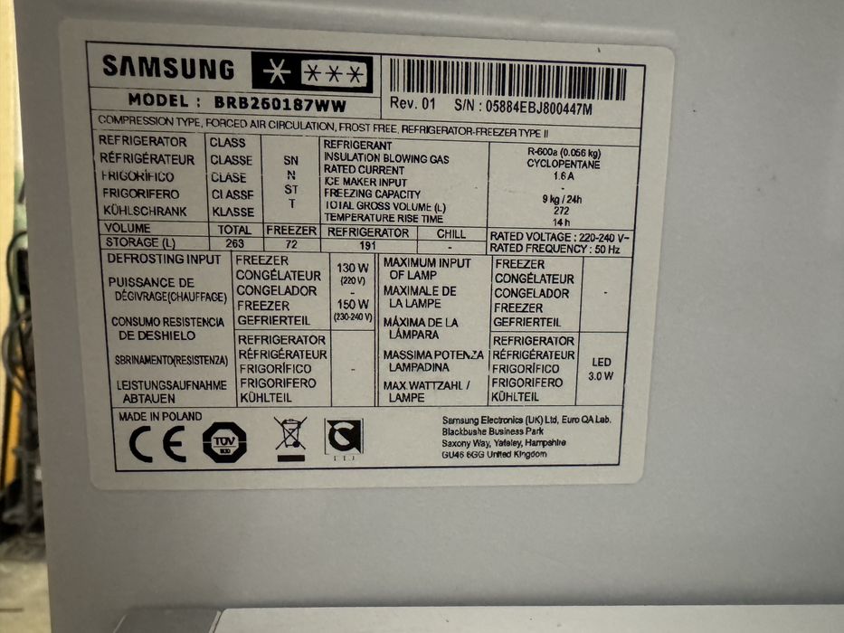 Lodówka do zabudowy Samsung BRB260187WW