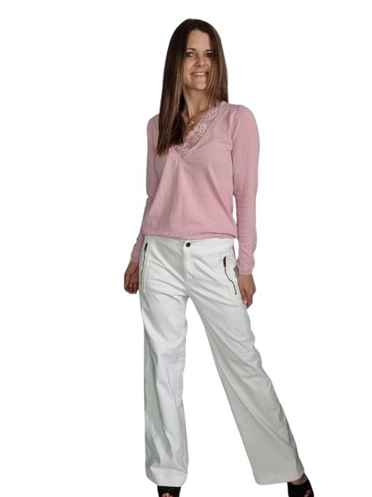 Białe spodnie marc cain n3 m 38 szerokie