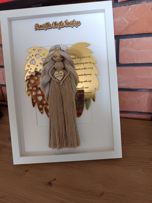Anioł stróż ,makrama imię prezent komunia chrzest urodziny