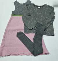 NEXT/ Handmade Austria r. 92-98 cm Zestaw bluzka, rajstopy i sukienka