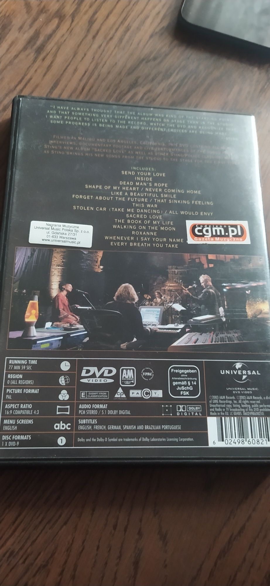 Sting inside DVD