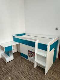 łóżko piętrowe 90/200 z biurkiem i pojemna szafa