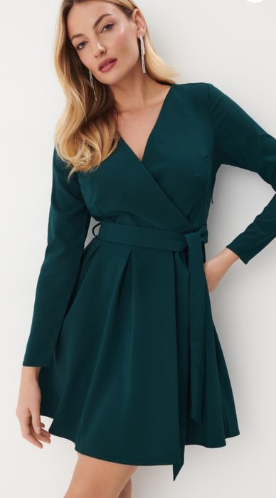 Sukienka damska mini kopertowa zielona Mohito XS