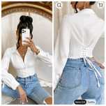SHEIN XS-S gorsetowa bluzka biała z kołnierzykiem