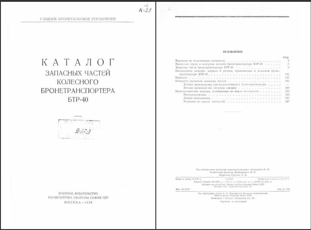 Transporter opancerzony Btr-40 katalog części, Instrukcja obsługi Btr