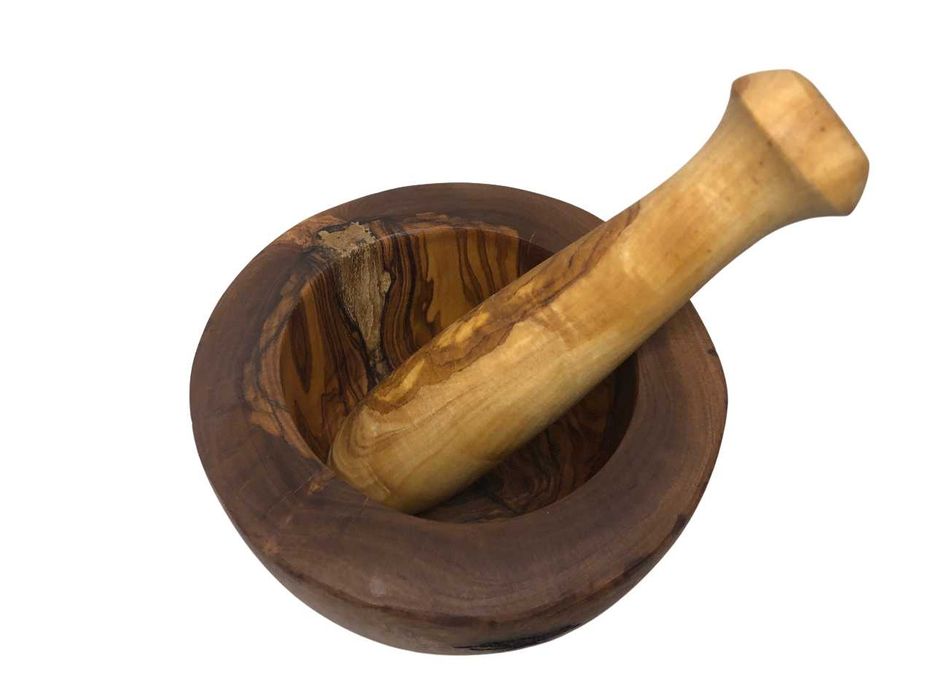 SOL19 Moździerz Z Drewna Oliwnego Z Tłuczkiem Drewno Oliwne 11cm