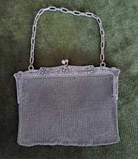 Bolsa de prata antiga feita à mão
