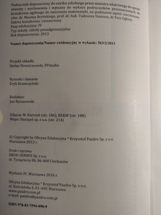 Matematyka 2, OE Pazdro, zakres rozszerzony