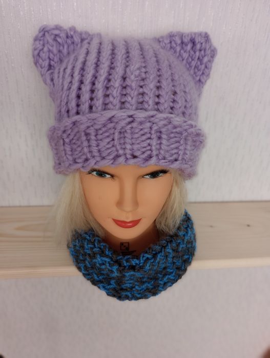 Czapka kotek ręcznie robiona