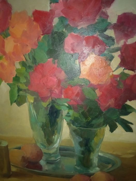 Картина розы масло холст