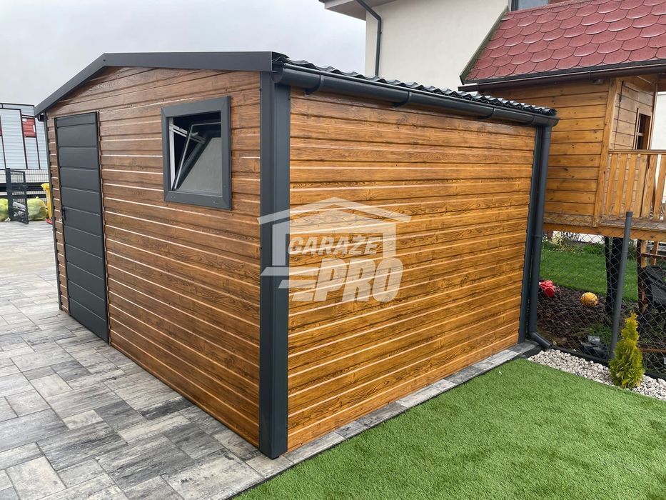 Domek Ogrodowy 3x3 Drzwi Okno rynny Blachodachówka  Antracyt GP233