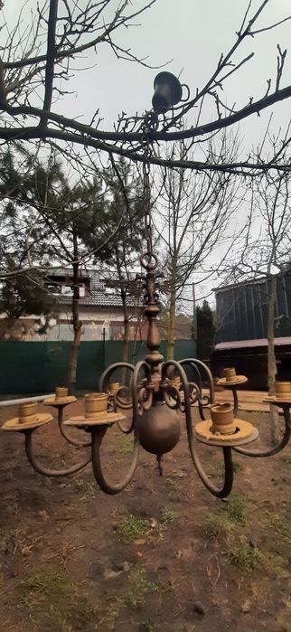 Stary żyrandol 8 ramienny mosiężny duży vintage