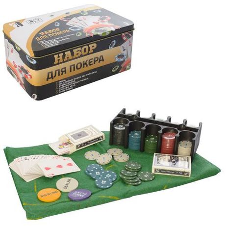 Настольная игра покер 200 фишек с номиналом, сукно карты 2колод