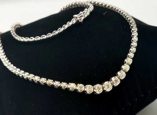 Złoty naszyjnik Kolia z Diamentami 47szt 2ct Pr.585 W:14,20gr 42,5cm