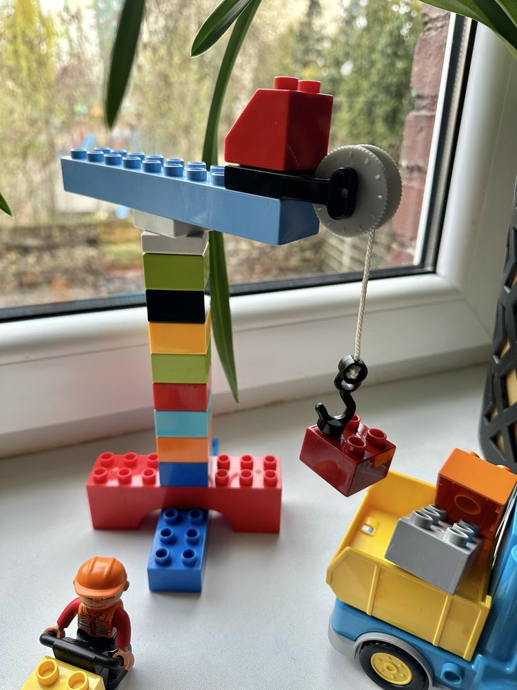 Klocki Lego duplo Budowa dźwig ubijarka wywrotka budowlane