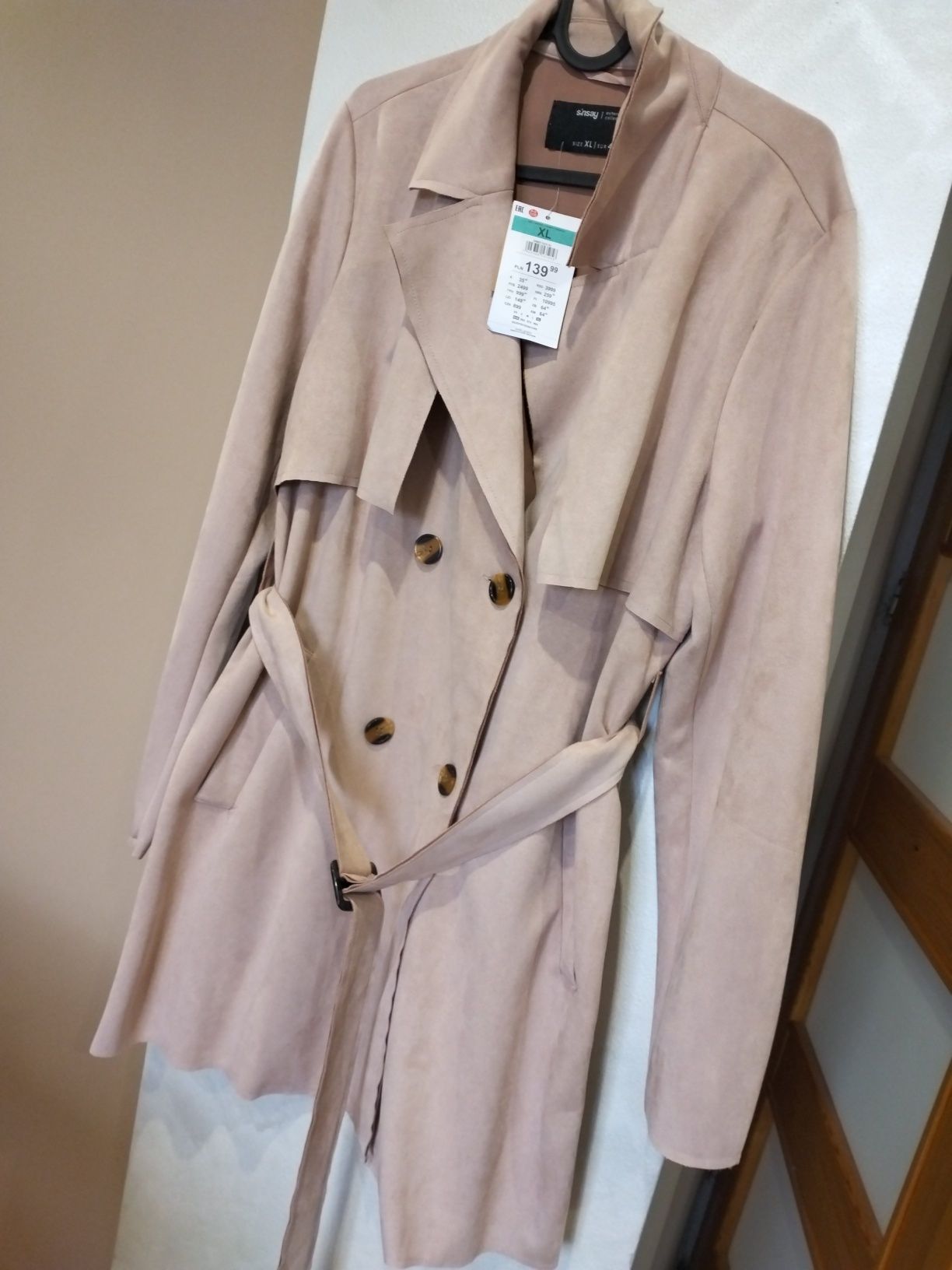 Sinsay nowy płaszcz z imitacji zamszu rozmiar xl