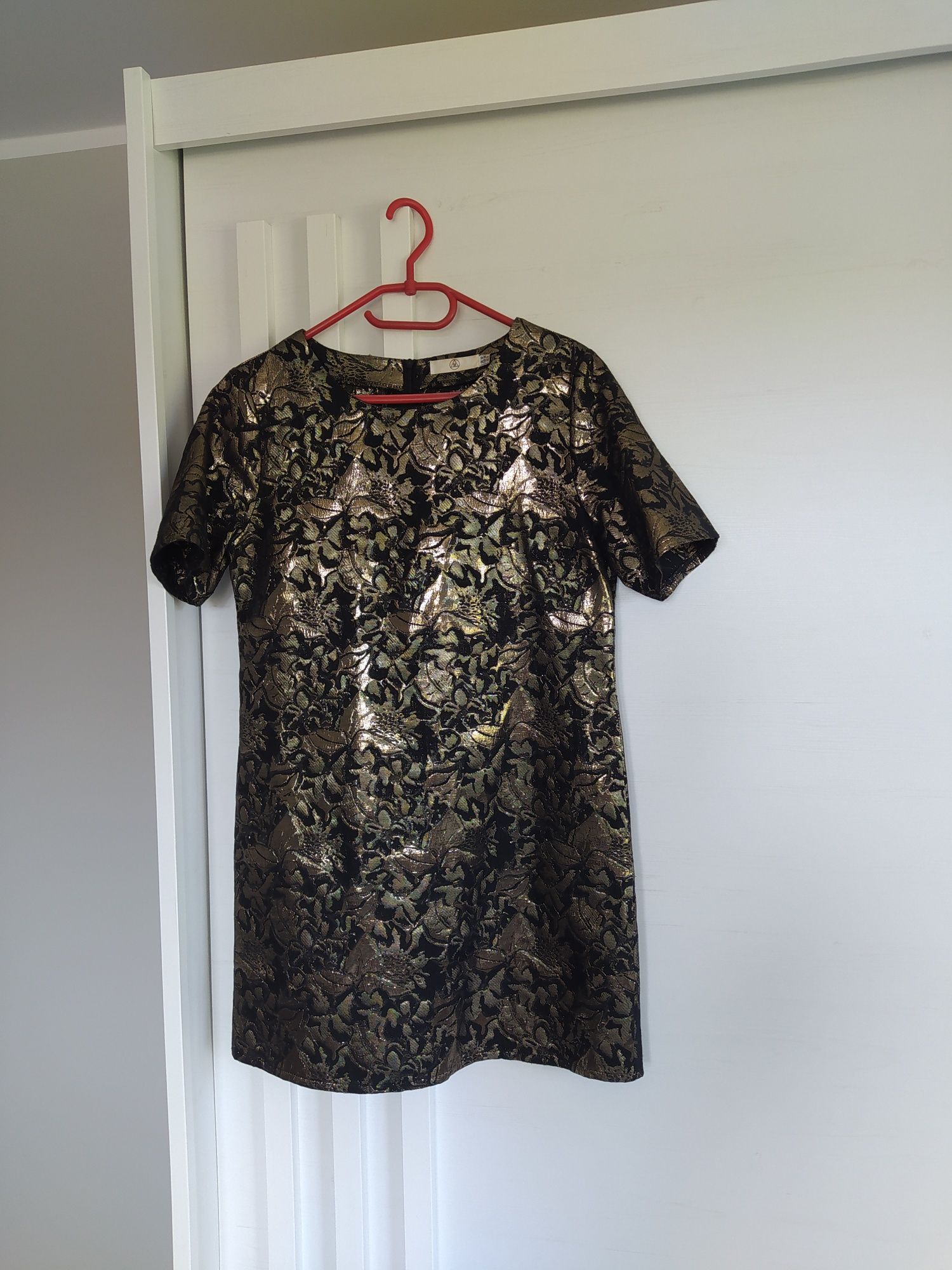 Sukienka trapezowa złota sylwestrowa missguided mini midi tunika h&m
