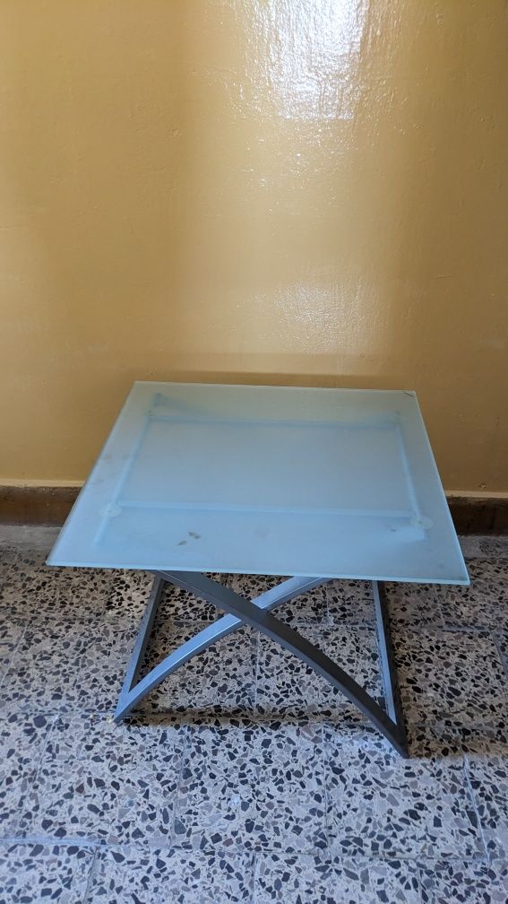 Stolik stół szklany blat / metalowy stelaż 60x60x46