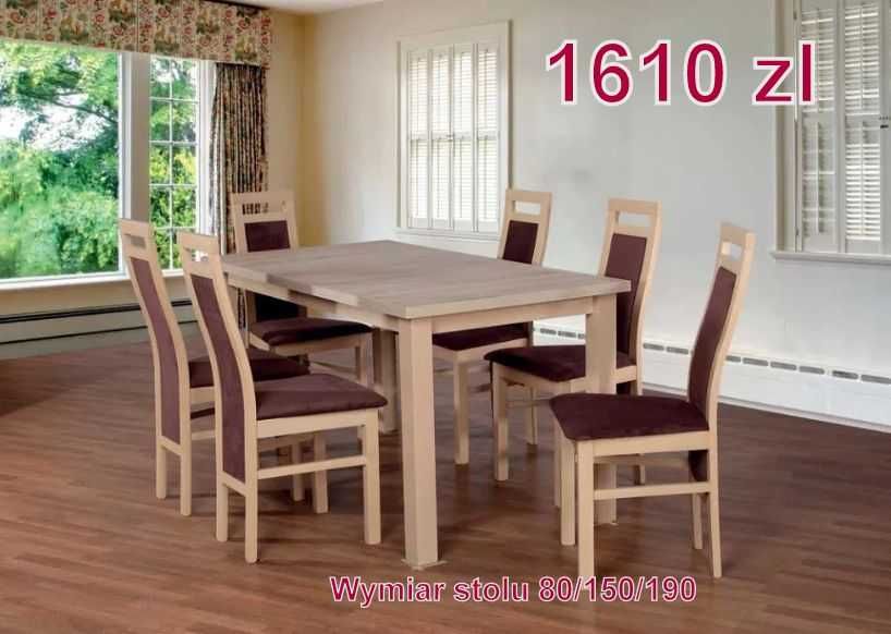 Nowy Zestaw Stół + 6 Krzeseł Dostępne od ręki Prabuty Kwidzyn Malbork