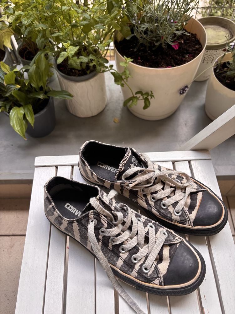 Converse All Star sneakers trampki zebra print  zwierzęcy czarno-białe