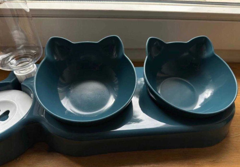 Miska Podwójna dla Psa Kota z Dozownikiem Wody Bidon