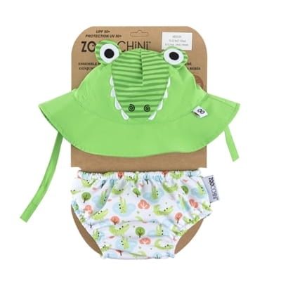 Zoocchini Pieluszka + czapka 6-12m. Aligator