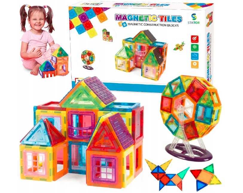 Klocki Magnetyczne 3D Magnetic Tiles Zestaw 70el Duże Konstrukcyjne
