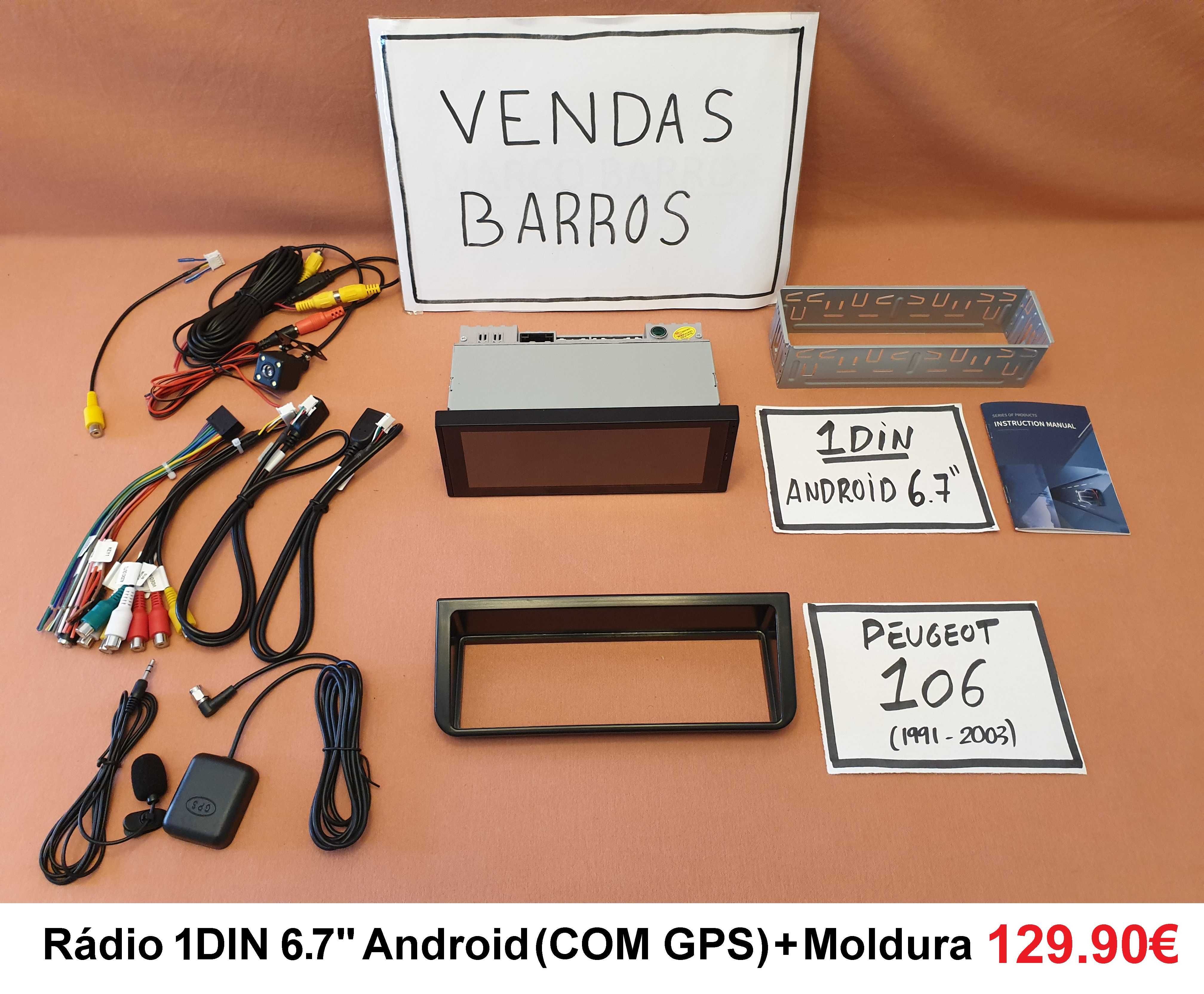 (NOVO) Rádio 1DIN Android • Peugeot 106 • 205 • 306 • 405 • 807 • 1007