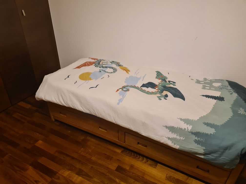 Cama solteiro com gavetas (inclui estrado e co