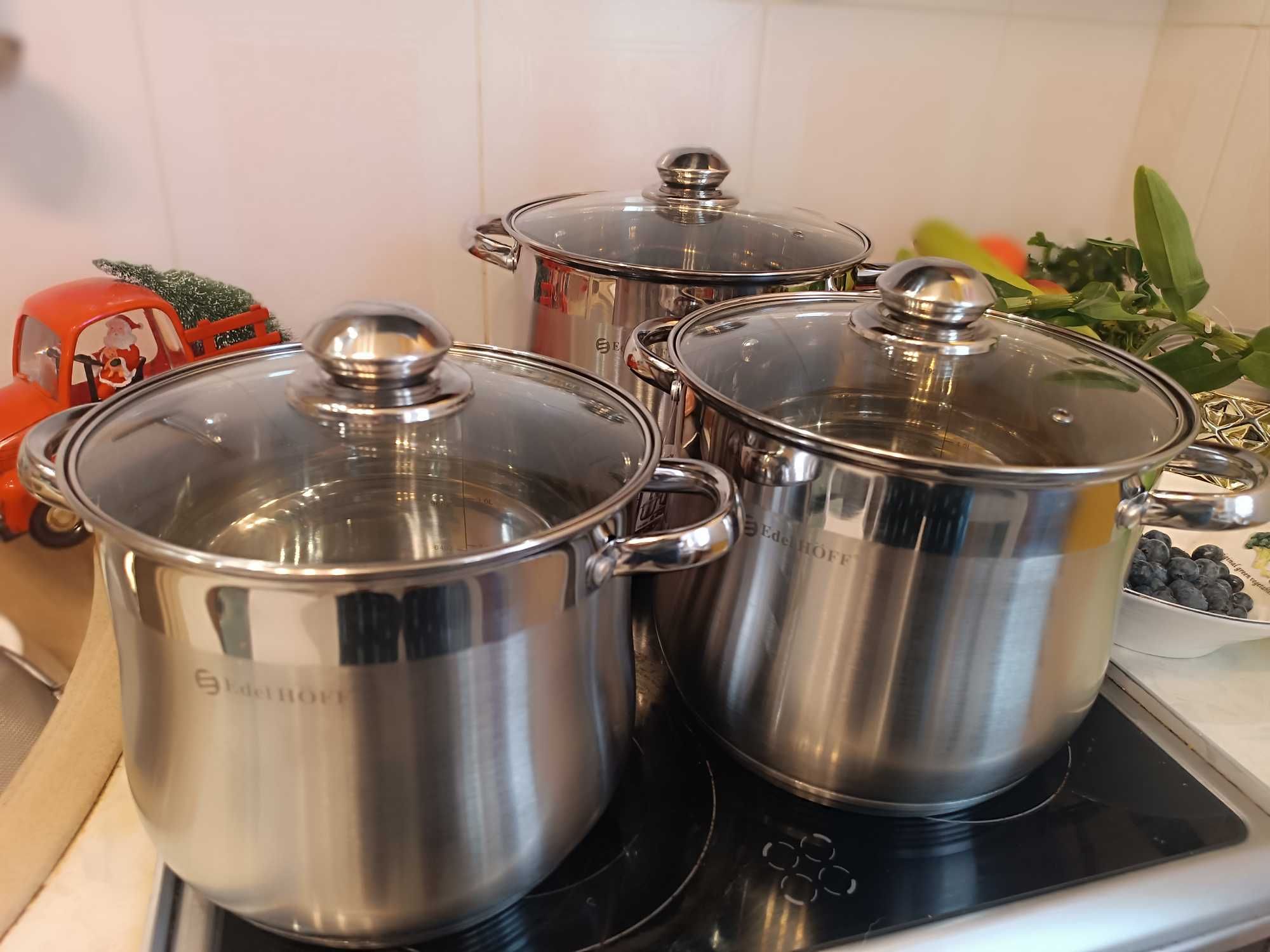 Zestaw garnków ze stali nierdzewnej 5,5L 7L 9L - na gaz, indukcje