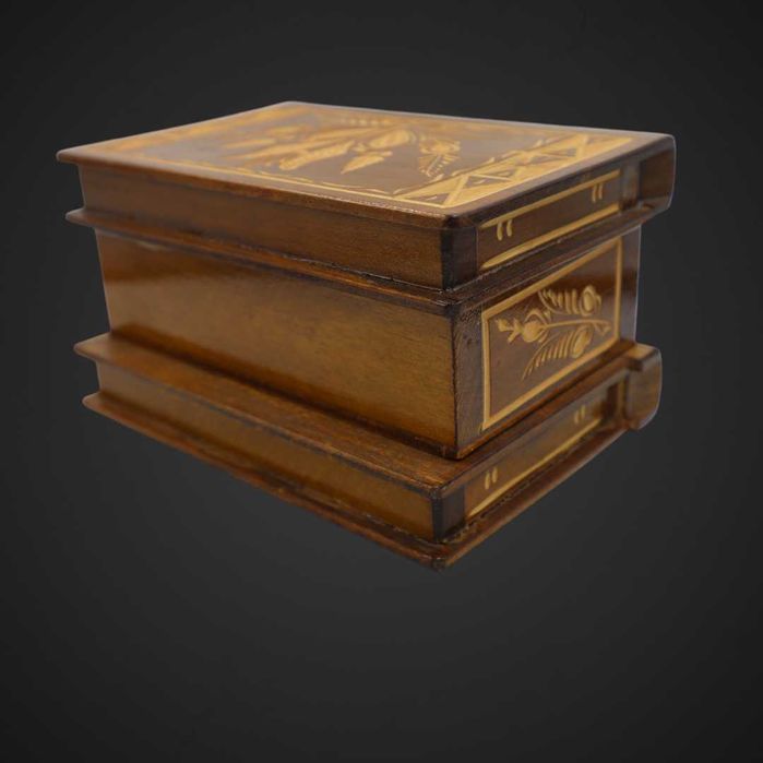 Drewniana szkatułka – zdobiona, ręcznie robiona, styl retro b51/083075