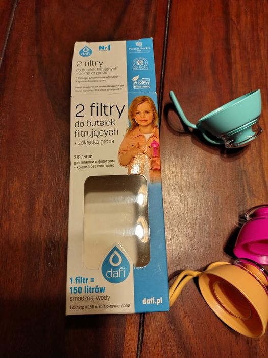 3 x nowe zakrętki do butelki filtrującej Dafi